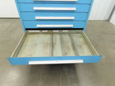 Nu-Era Modular Tool Storage Cabinet 10 Drawer 45x28x61" Blue Stanley Vidmar