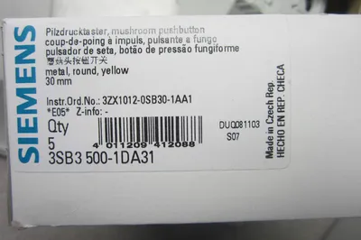 5 NEW SIEMENS 3SB3-500-1DA31 PUSHBUTTON 3SB35001DA31