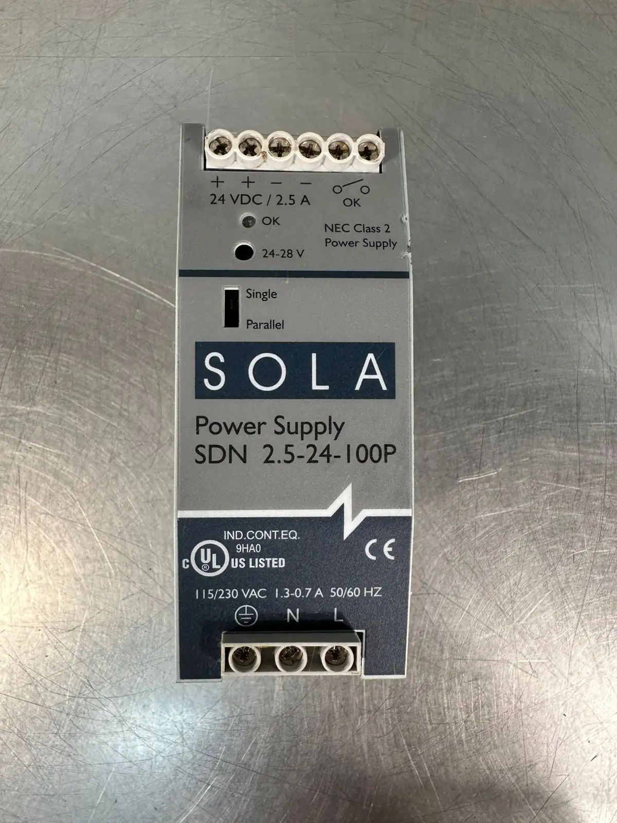 Sola SDN 2.5-24-100P Power Supply 115/230VAC 1.3-0.7 A 50/60HZ (6.4.1)
