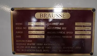 USED 2005 BRAUSSE 1050SEF 40” AUTOMATIC DIE CUTTER FOIL STAMPER