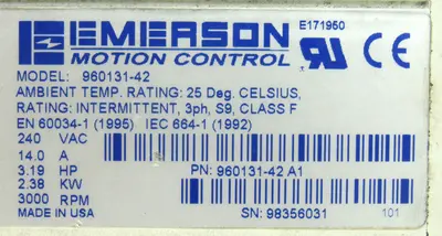 USED EMERSON CONTROL TECHNIQUES 960131-42