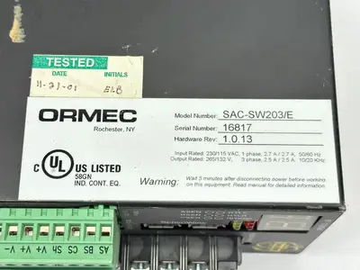 USED ORMEC DRIVE CONTROLLER