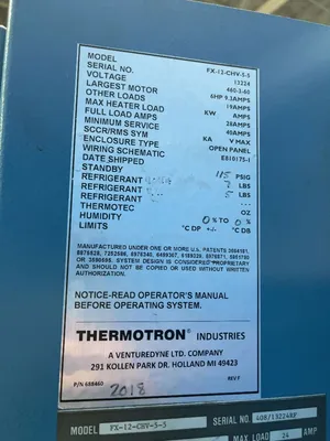 Used THERMOTRON INDUSTRIES FX12CHV55 Heat Treating Units Ohio US | HGR 24 #1005772