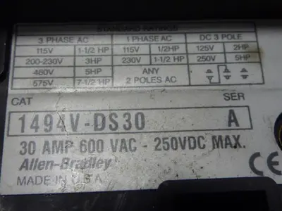 USED ALLEN BRADLEY 1494V-DS30 SER A