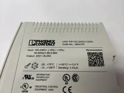 USED PHOENIX CONTACT PRIMARY SWITCHED UNO POWER SUPPLY UNO-PS/1AC/24DC/150W