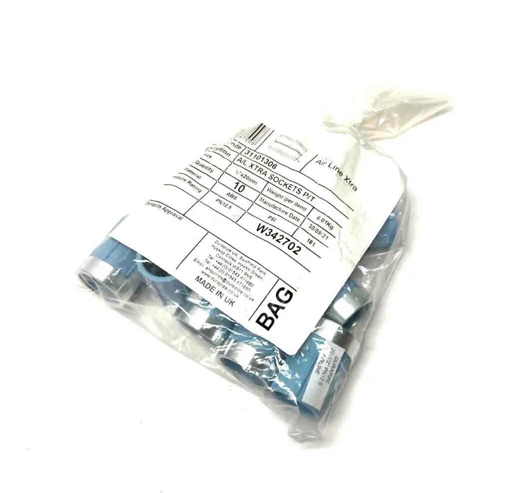 NEW DURAPIPE AIR-LINE XTRA REINFORCED SOCKET FITTING 1/2" X 20MM