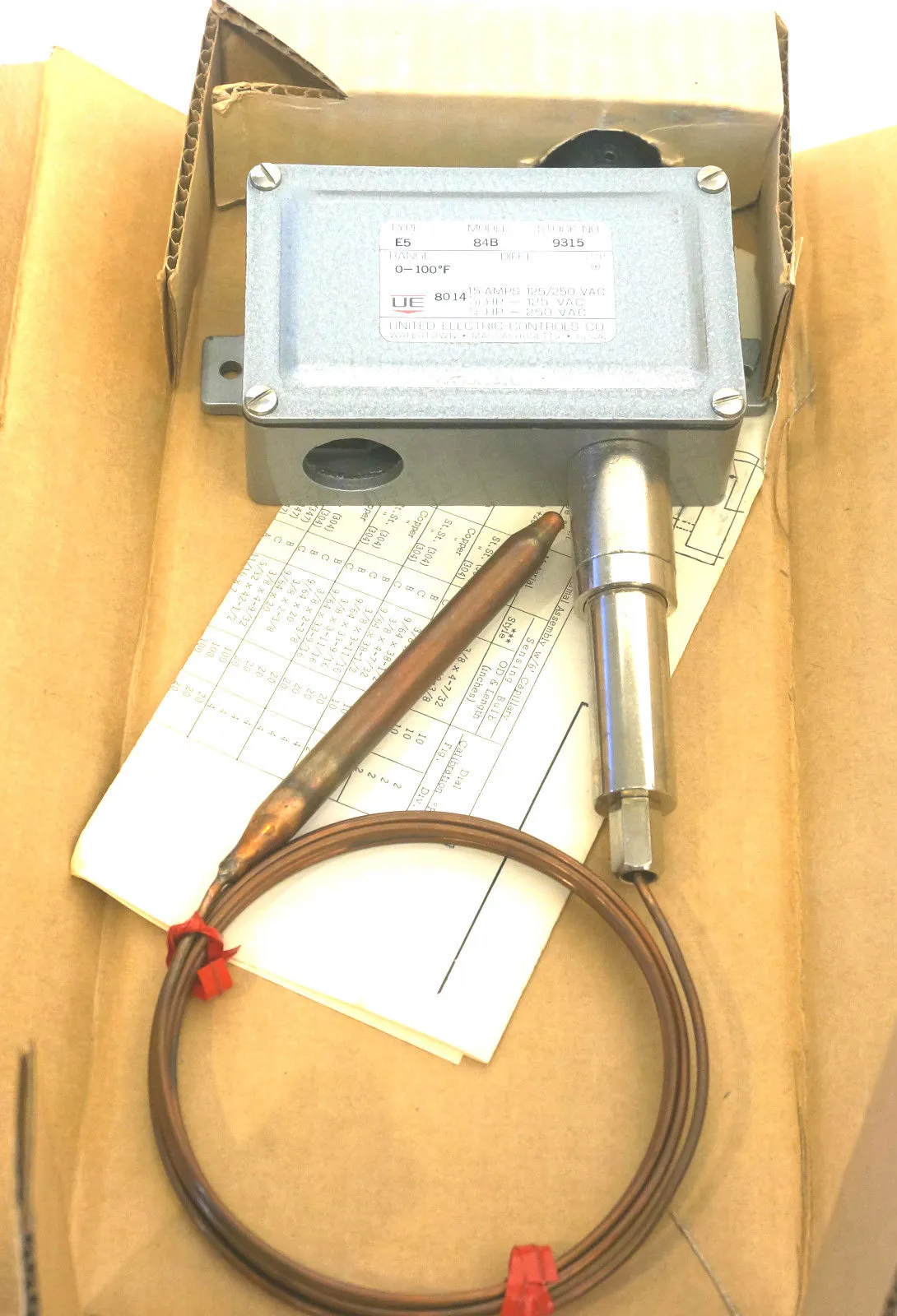 NEW UNITED ELECTRIC E5-84B TEMPERATURE SWITCH E584B
