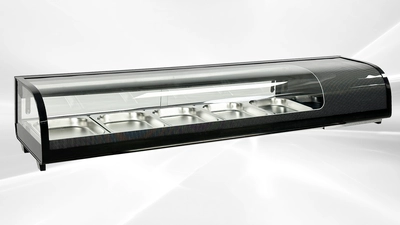 171-0300 71" Self Contained Sushi Curved Glass Cooler Case