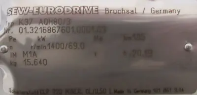 NEW SEW EURODRIVE K37AQH80/3 GEAR BOX