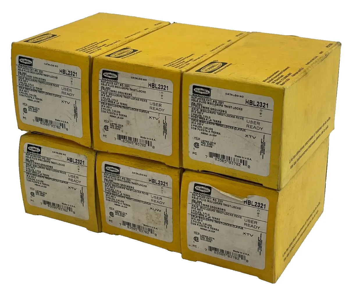 NEW HUBBELL HBL2321 TWIST LOCK PLUG 2P 20AMP 250V LOT OF 6