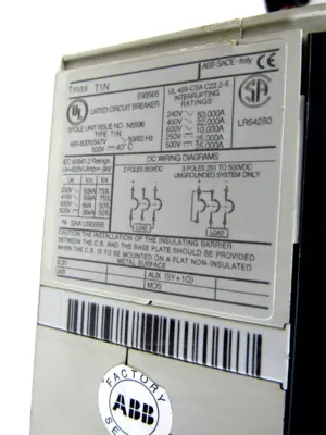 NEW ABB TMAX T1N CIRCUIT BREAKER WITH INSTALLATION KIT