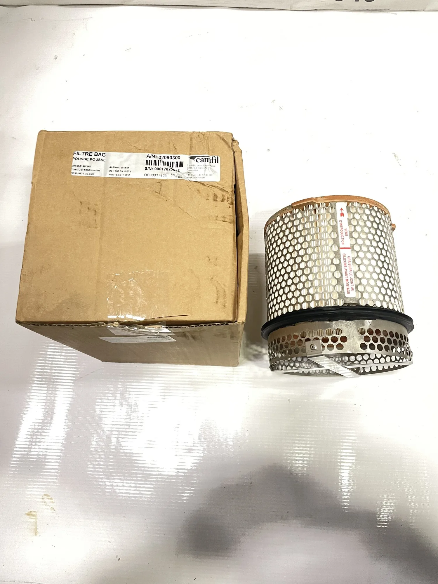 Camfil Farr 32060300 Filter Bag/Air Filter 35m3/h 110C 140mm x 162mm 0.3um -NIB