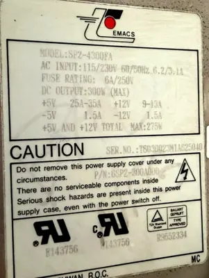 REFURBISHED EMACS SP2-4300FA POWER SUPPLY SP24300FA