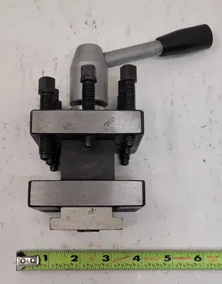 4-WAY LATHE TOOL POST H: 6-3/4” OVERALL W: 3.15IN L: 3.15IN GAP: 1-1/4IN BASE: .72IN
