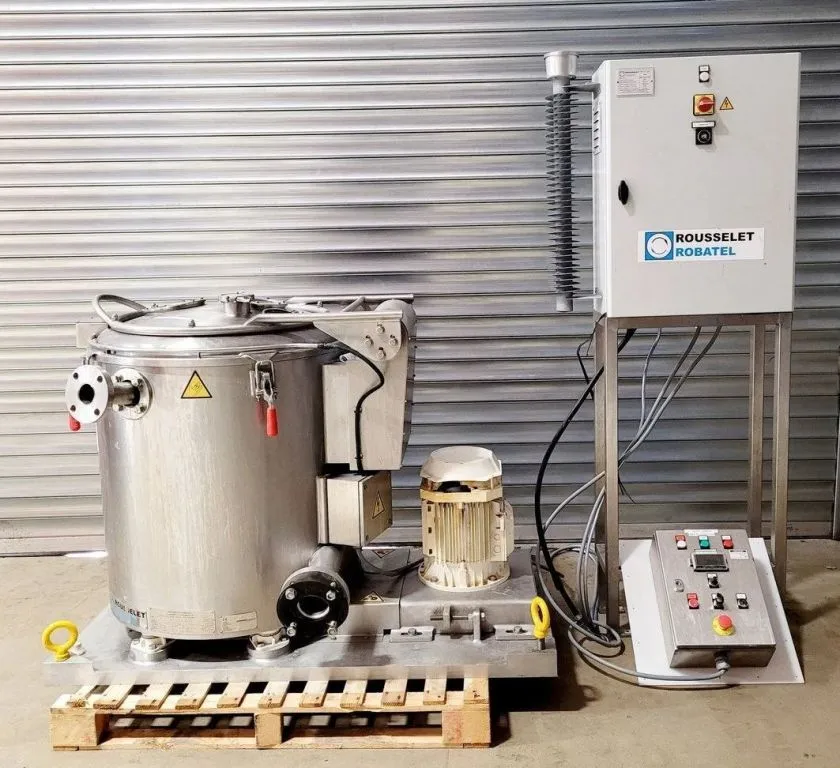 (2) Rousselet Robatel DRC 60 Vx AV 1S man vertical peeler centrifuges, 316L SS.