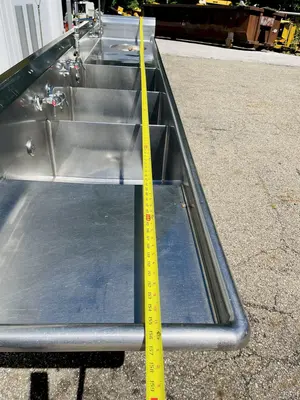156” Commercial Stainless Steel   Three Compartment Sink w/Garbage Disposer