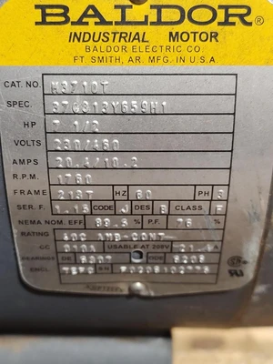 Used BALDOR H3710T A.C. Motors Kentucky US | Edwards Industrial Repair #1284581