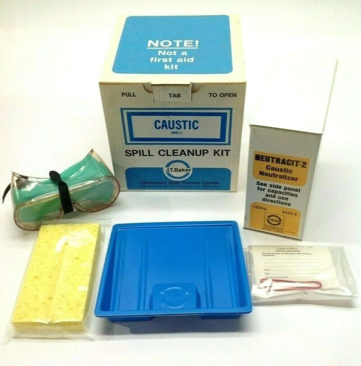 USED J.T. BAKER CAUSTIC SPILL CLEAN-UP KIT