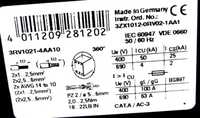 NEW SIEMENS 3RA1120-4AA25-0BB4 STARTER COMBINATION 3RA11204AA250BB4
