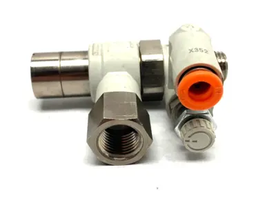 USED SMC SPEED CONTROL W/ CHECK VALVE 1/4" TUBE TO 1/4" THREAD