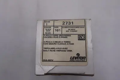 New OPEN BOX Leviton 2731 Locking Grounding Plug 20A 480V 3P 4W STOCK K-3371