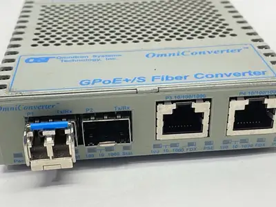 9439-1-21W | Omnitron Systems  OmniConverter GPoE+/S FIber Converter Module - Used
