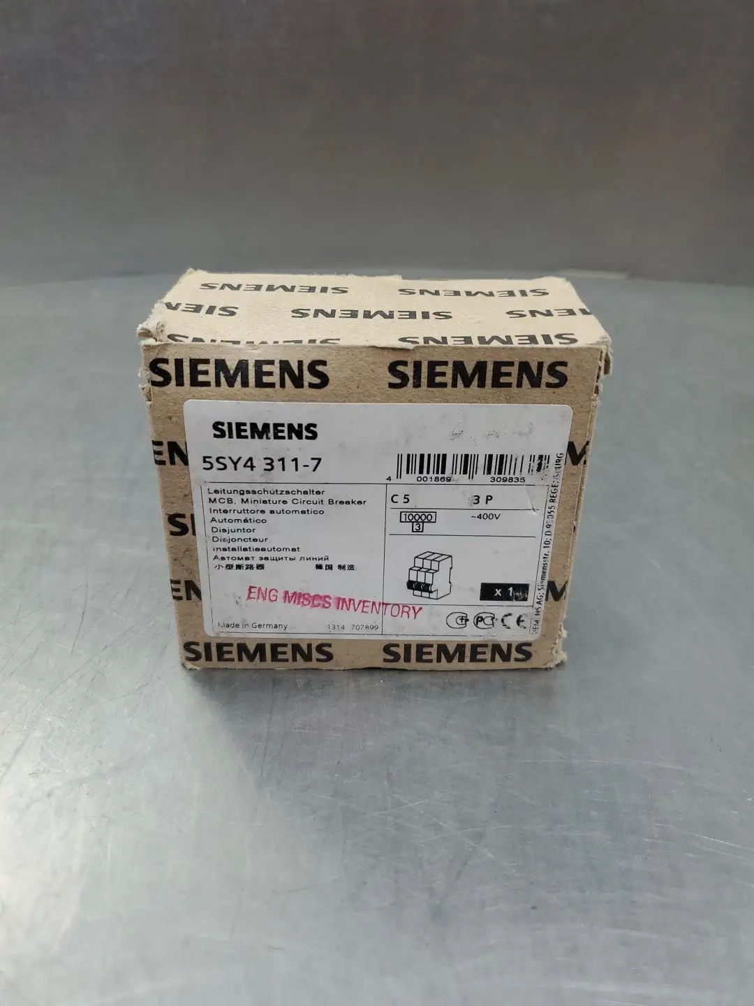 USED Siemens 5SY4 311-7 C5 3P Circuit Breaker, 3 Pole, 400V