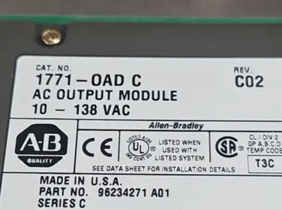 USED Allen Bradley Allen Bradley 1771-OAD PLC 5 AC Output 1771-0AD 1771OAD