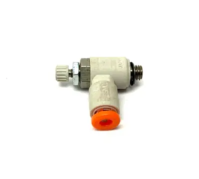 USED SMC ONE-TOUCH FLOW CONTROL FITTING 1/8" OD TUBE M3 X 0.5 THREAD