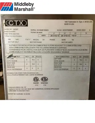 Used 2023 MIDDLEBY MARSHALL DZ33T Pizza Equipment British Columbia CA | Surrey Food Equipment #1513454