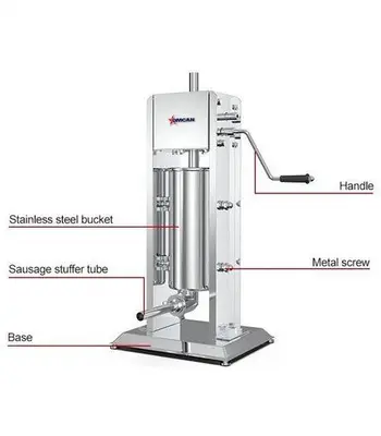 11 lbs/ 5 kg Stainless Steel Vertical Gear Drive Manual Sausage Stuffer