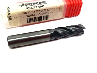 USED ACCUPRO SQUARE END MILL: 3/8" DIA, 1" LOC, 4 FLUTE, SOLID CARBIDE