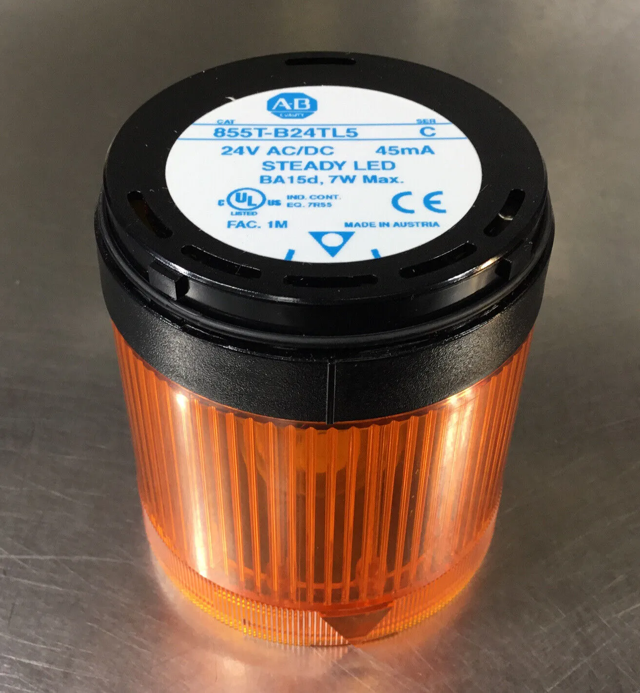 Used Allen-Bradley 855T-B24TL5 Ser. C Steady Orange LED Stack Light Light Source Equipment South Carolina US | Palmetto Automation #1160950