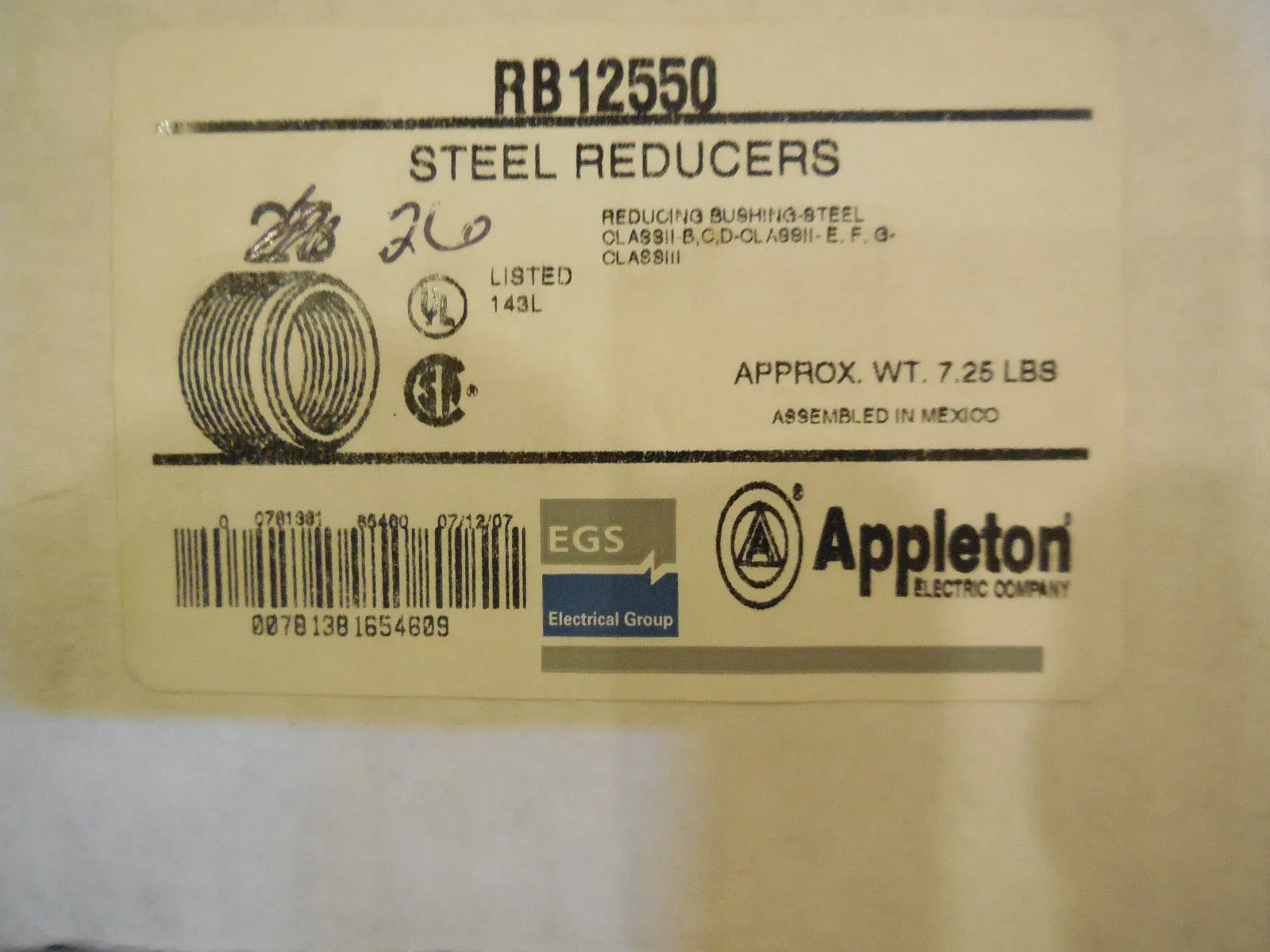 25 NEW APPLETON RB12550 STEEL REDUCERS
