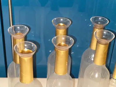 Lot of (6) Glass Bottle Vase 3 1/2" x 14 1/2"