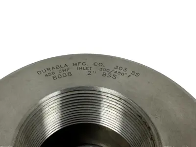 NEW DURABLA MFG. CO. 8008 BASIC CHECK VALVE 303SS 2" BSS 300-450DEG. F