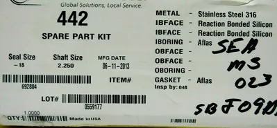 NEW CHESTERTON 442 SEAL KIT 692804 SEAL -18 SHAFT 2.250"