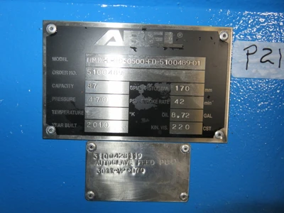 Abel model HMD-E-80-0500-ED-5100-489-01 Hydraulic Membrane Pump , Unused Spare Room