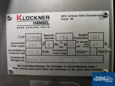 USED Klockner Klockner CP10/EL blister packing machine