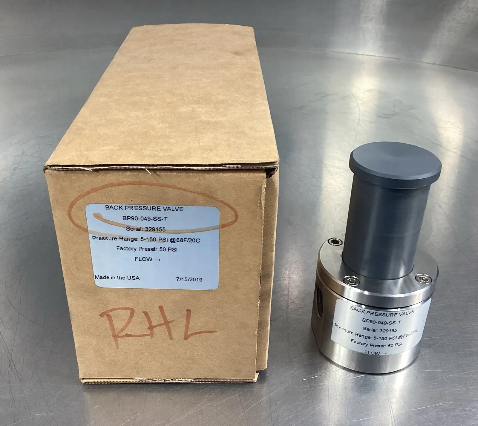 Sentinel BP90-049-SS-T Back Pressure Valve 5-150PSI @ 68F/20C 6B-11