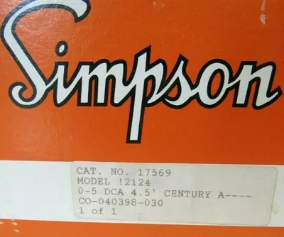 NEW SIMPSON MODEL 2124 PANEL METER 0-5 DCA