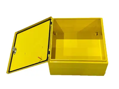 USED HOFFMAN CONCEPT SINGLE-DOOR ENCLOSURE 16" X 16" X 8" YELLOW STEEL