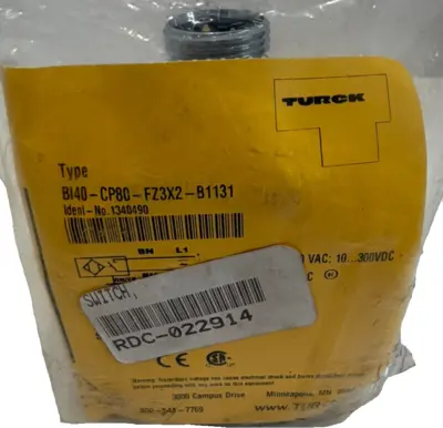 NEW TURCK BI40-CP80-FZ3X2-B1131 INDUCTIVE PROXIMITY SENSOR 1340490