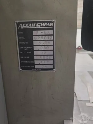 Used 2008 ACCURSHEAR 625012 Power Squaring Shears (Inch) Georgia US | The Equipment Hub #1303807