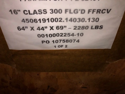 16" CL300 Weir Valves and Controls Check Valve, New Storeroom Spare