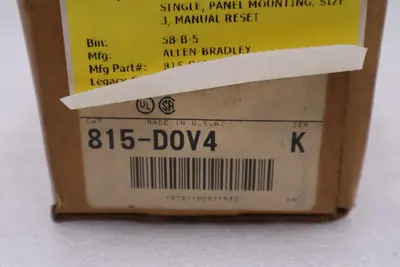 Allen Bradley 815-D0V4 Ser K Manual Size 3 Heater Overload Base - STOCK 5718CC