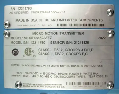 NEW Micro Motion 5700 R12 AB2AZZZ AZZZA