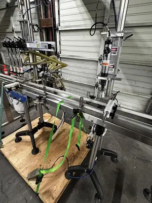Used INLINE FILLING SYSTEMS 4 HEAD SEMI-AUTOMATIC FILLER FOFBT-4 Overflow Pressure Gravity Liquid Fillers Oregon US | Ager Tank & Equipment Co. #1256626