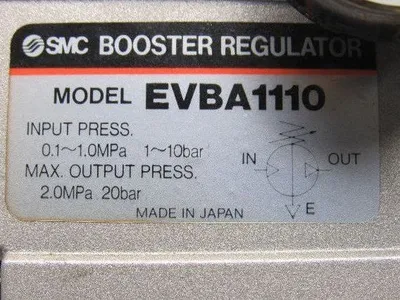 SMC EVBA1110 1-10 Bar Input 20 Bar Output Pressure Booster Regulator