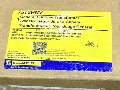 New | in-Stock Square D Low Voltage Transformer 480V Primary 208Y/120V Second 75kVA Distribution Transformers Michigan US | Maverick Industrial Sales #1402987